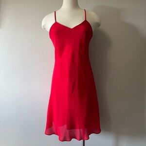 Algo Vintage Elegant Red Mini slip Dress, lined,